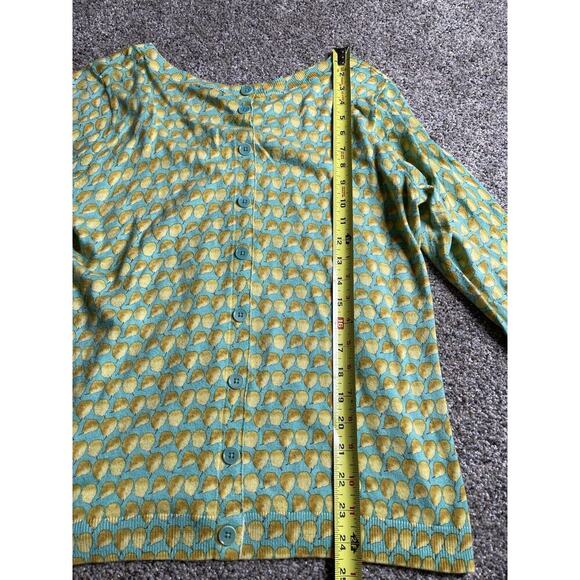 Talbots Sweater Womens Size Green Yellow Pears Whimsy Stretch Career Sz Large - Picture 5 of 6